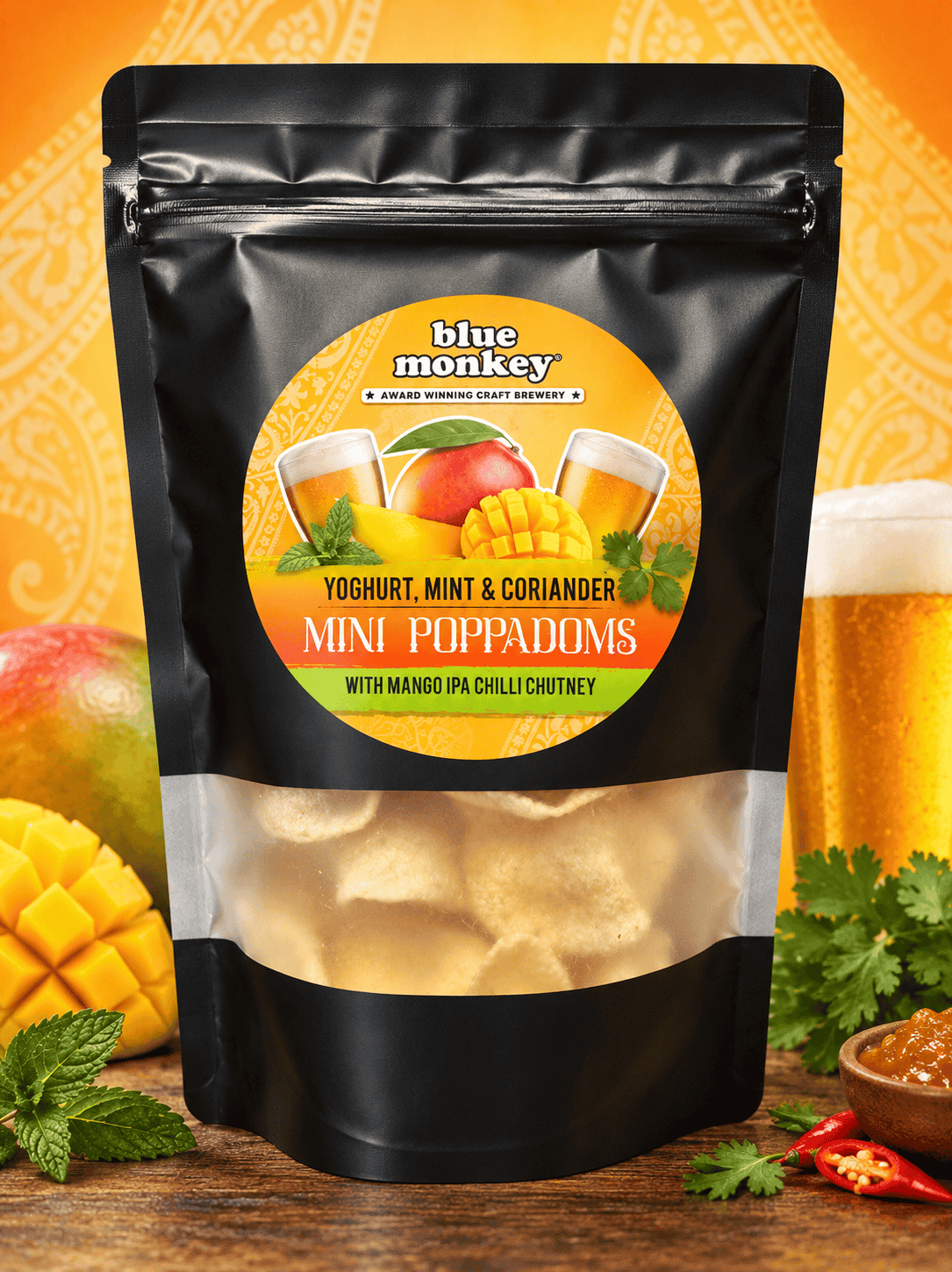 Poppadoms with mango chutney